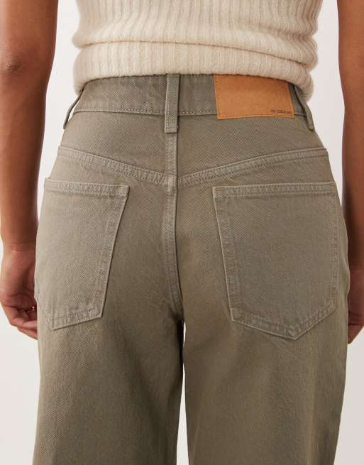 ASOS DESIGN Petite Straight-Wide-Leg-Jeans in Khaki, 5 von 5