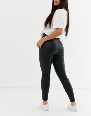 ASOS DESIGN - Petite - Strakke broek met leerlook | ASOS