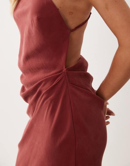 ASOS DESIGN Petite strappy back maxi dress in brown, 3 of 4