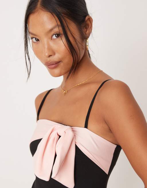 ASOS DESIGN Petite strappy cami mini dress with bow detail