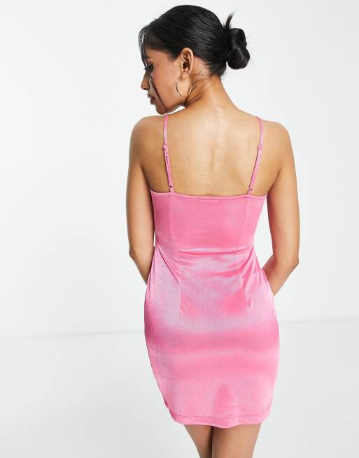 ASOS DESIGN Petite strappy mini cut out dress in pink, 4 of 4