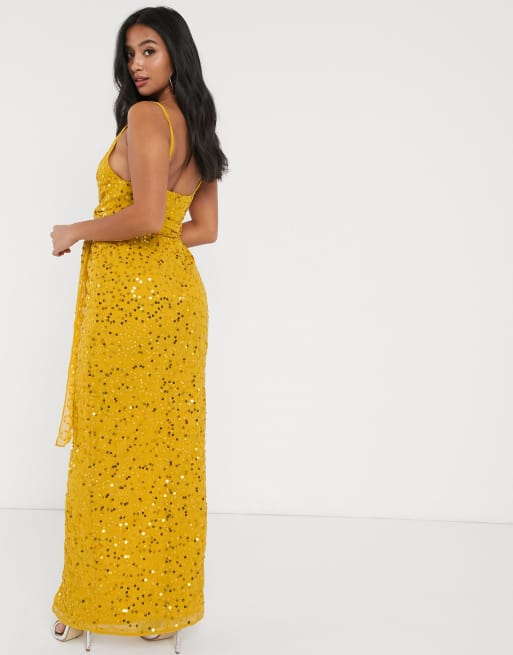 Asos yellow sequin outlet dress