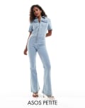 [ASOS Petite] ASOS DESIGN Petite stretch 70s jumpsuit in light blue 16 Light wash