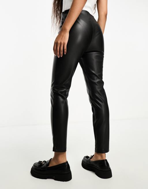 ASOS PETITE Leather Look Leggings with Elastic Slim Waist at asos.com   High waisted leather leggings, Latest fashion clothes, Vegan leather  leggings