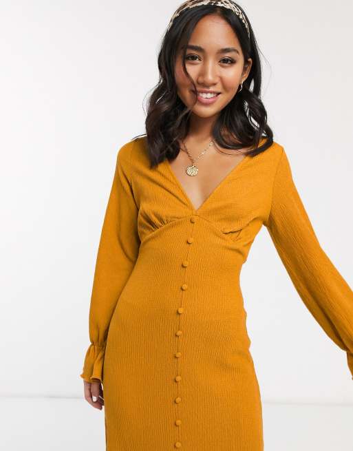 ASOS DESIGN Petite – Strukturerad maxiklänning med knäppning och lång ärm, 3 av 4