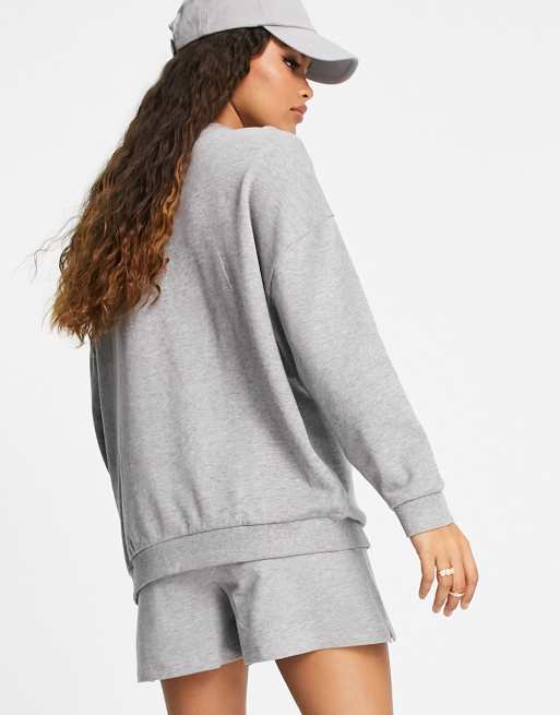 ASOS DESIGN Petite oversized jogger with pintuck in grey marl