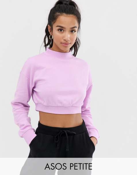 ASOS DESIGN Petite super crop sweatshirt in lilac