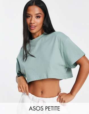 ASOS DESIGN Petite super crop t-shirt in teal