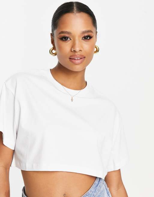 ASOS DESIGN Petite super crop T-shirt in white