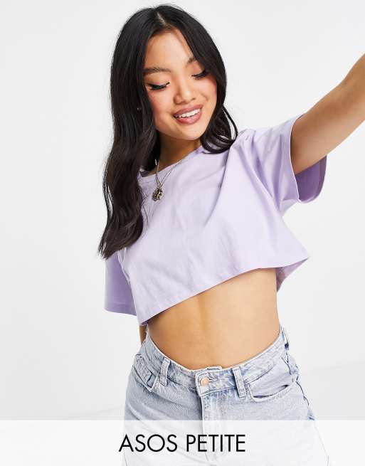 ASOS DESIGN Petite Super kurz geschnittenes T Shirt in Flieder ASOS