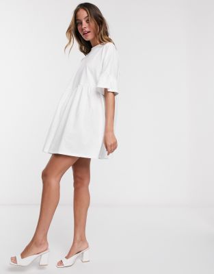 petite white smock dress