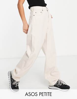 ASOS DESIGN Petite super slouchy mom jean in stone - STONE - ASOS Price Checker