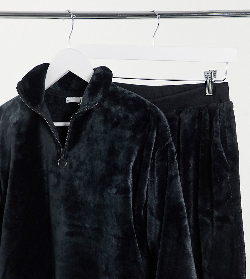 ASOS DESIGN Petite - Superzachte loungeset met joggingbroek en sweater in zwart