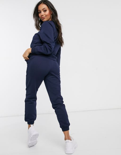 ASOS DESIGN Petite - Survêtement ajusté avec jogger et sweat - Bleu marine , 2 de 4