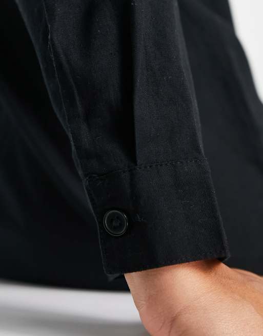 ASOS DESIGN Petite – Svart skjortklänning i minimodell av bomull, 4 av 4