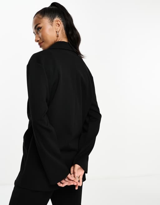 ASOS DESIGN Petite – Svart slouchy kavaj i jersey, 2 av 4