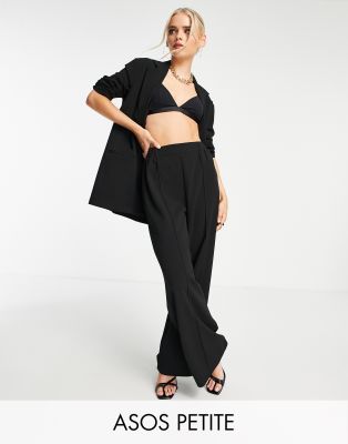 ASOS DESIGN Petite – Svarta slouchy byxor i jersey med vida ben 