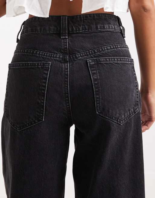 ASOS DESIGN Petite – Svarttvättade dad jeans med vida ben, 5 av 5