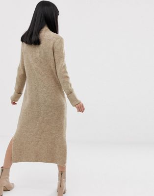 asos design jumper dress in midi length with side splits