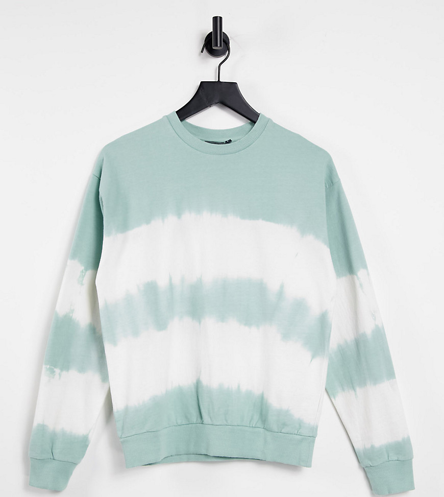 ASOS DESIGN Petite sweatshirt in tie dye stripe-Green