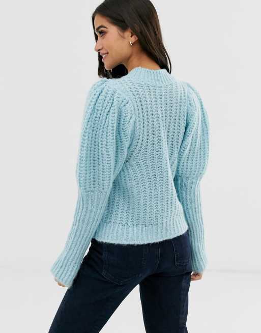 ASOS DESIGN Petite – Sweter o grubym splocie z bufiastymi rękawami, 2 z 4