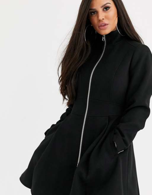 ASOS Swing Coat with Full Skirt and Zip Front