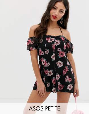 ASOS DESIGN Petite swing romper in vintage rose-Multi