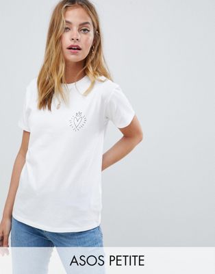 ASOS DESIGN Petite t-shirt with crowned heart print | ASOS