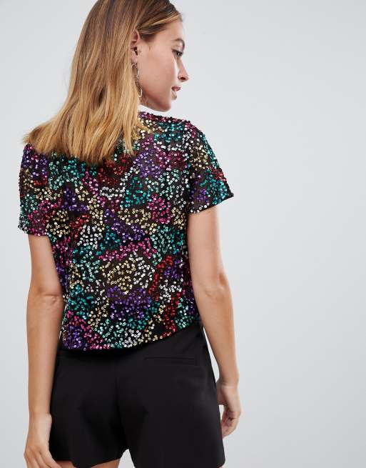 ASOS DESIGN T-Shirt With Sequin Embellishment