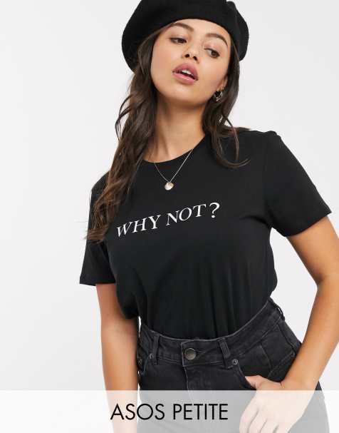 ASOS DESIGN Petite t-shirt with why not motif in organic cotton