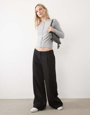 Asos Design Petite Tailored Arch Barrel Pants In Black
