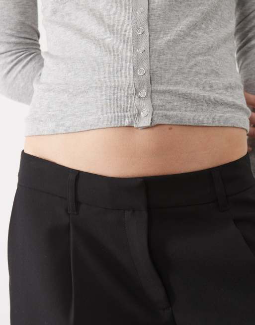 ASOS DESIGN Petite tailored arch barrel pants in black, 2 of 5