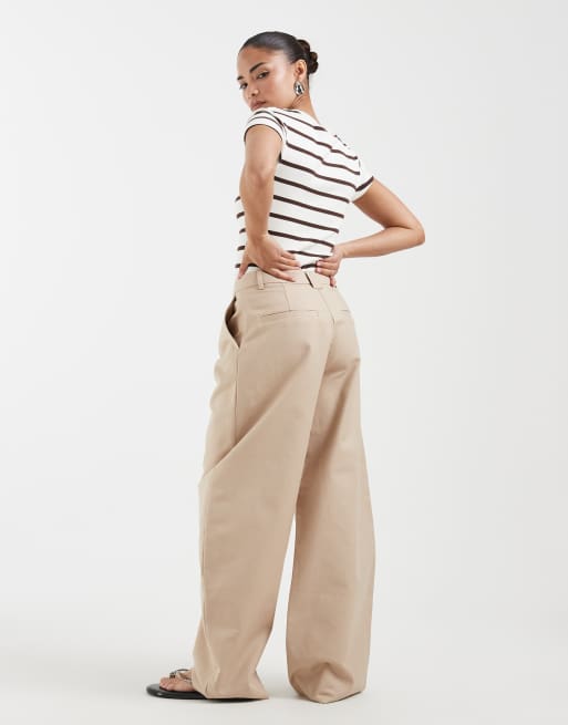 ASOS DESIGN Petite tailored cotton sateen barrel pants in taupe, 5 of 5