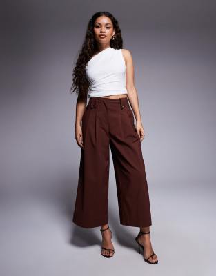 Asos Design Petite Tailored Cropped Tab Waist Pants