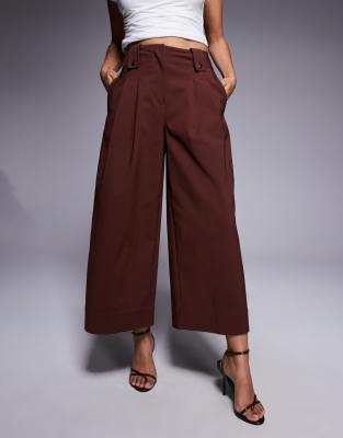 Asos Design Petite Tailored Cropped Tab Waist Pants