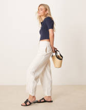 ASOS DESIGN Petite tailored relaxed straight leg pants in black 