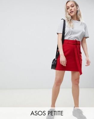 ASOS DESIGN Petite tailored mini skirt with obi tie | ASOS