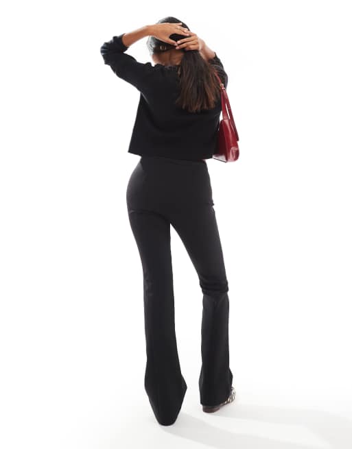 ASOS DESIGN Petite tailored pintuck pants in black, 3 of 5