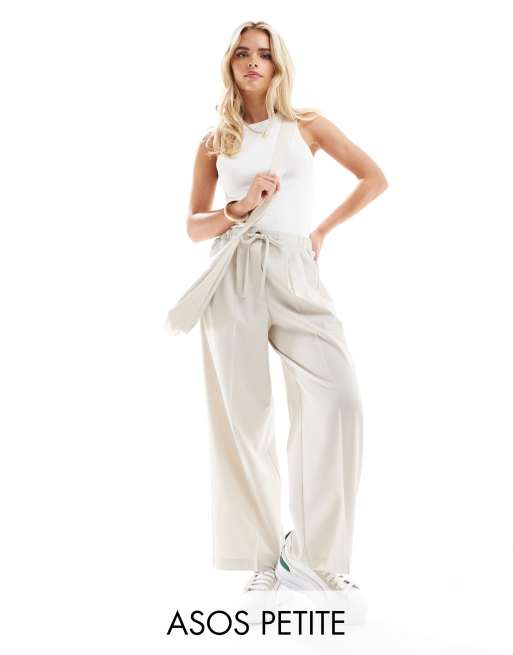 ASOS DESIGN Petite tailored pull on pants in stone 