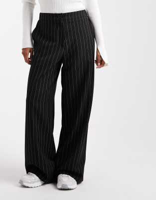 Asos Design Petite Tailored Relaxed Straight Leg Pants In Black