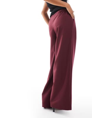 Asos Design Petite Tailored Relaxed Straight Leg Pants In Red