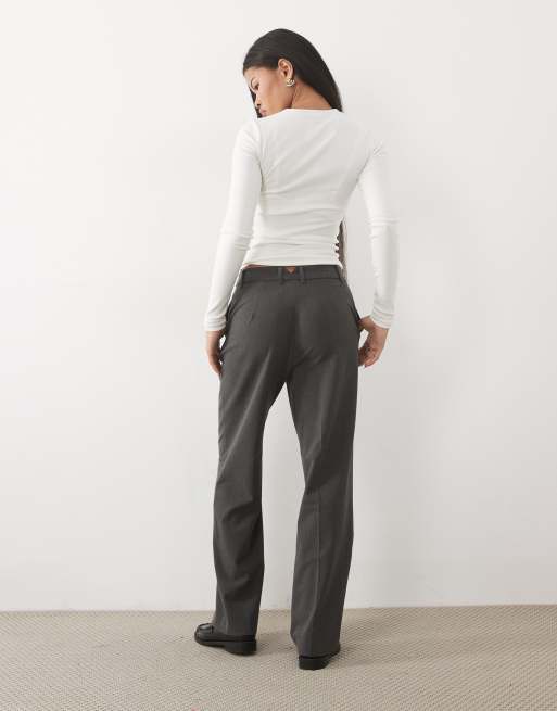 ASOS DESIGN Petite tailored relaxed straight pants in charcoal heather , 5 of 5
