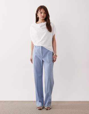 Asos Design Petite Tailored Slim Straight Leg Pants In Blue