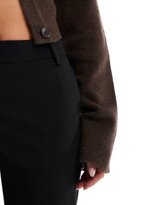 ASOS DESIGN Petite slim straight tailored pants in black