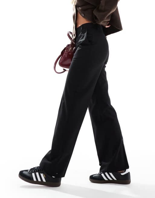 ASOS DESIGN Petite tailored slim straight pants in black