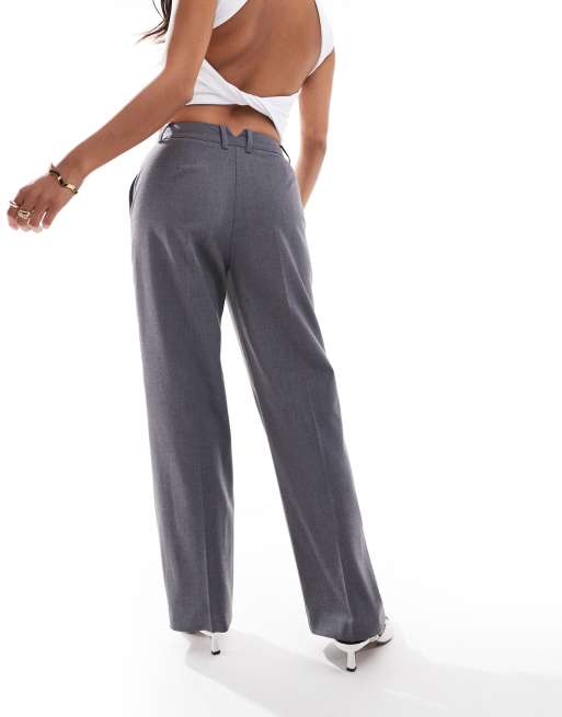 ASOS DESIGN Petite tailored slim straight pants in gray