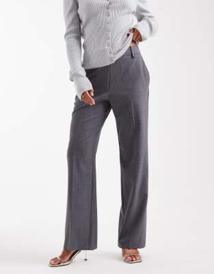 ASOS DESIGN Petite tailored slim straight pants in gray