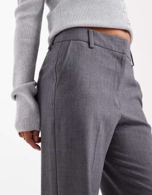 Asos Design Petite Tailored Slim Straight Pants In Gray