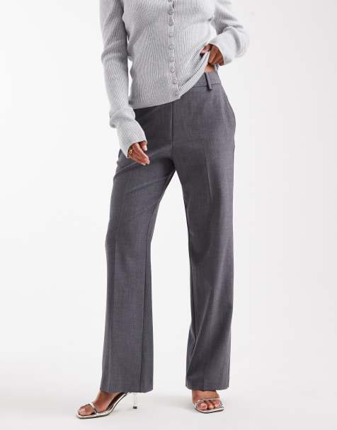ASOS DESIGN Petite tailored slim straight pants in grey - view 1