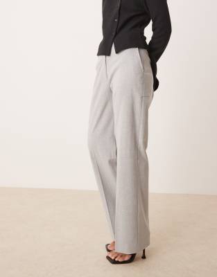 Asos Design Petite Tailored Slim Straight Pants In Black In Gray